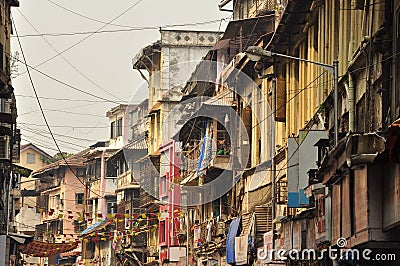 Crowded lane in the old city of Mumbai, India Editorial Stock Photo