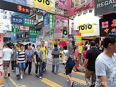 Crowded Mongkok Street Editorial Stock Photo