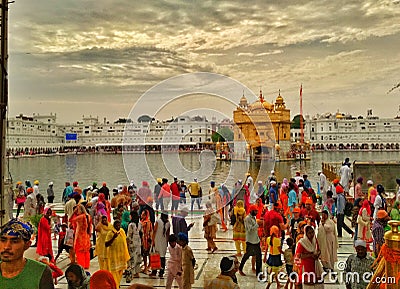 Crowded place Golden temple Editorial Stock Photo