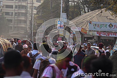 A crowded road with college students Editorial Stock Photo