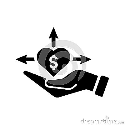 Crowdfunding, donation icon. Black vector graphics Stock Photo