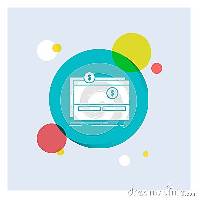 Crowdfunding, funding, fundraising, platform, website White Glyph Icon colorful Circle Background Vector Illustration
