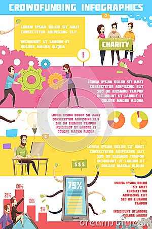 Crowdfunding Infographics Layout Vector Illustration