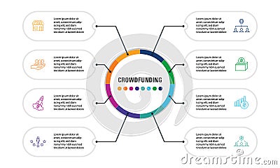 Crowdfunding Infographics vector design. Timeline concept include marketplace, crowdfunding, social participation icons. Can be Stock Photo