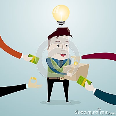 Crowdfunding: investing into ideas Vector Illustration