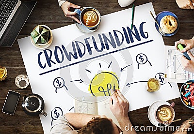 Crowdfunding Money Business Bulb Graphic Concept Stock Photo