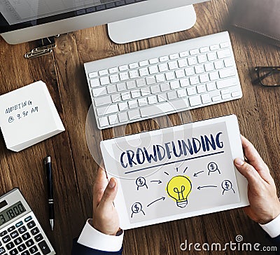 Crowdfunding Money Business Bulb Graphic Concept Stock Photo