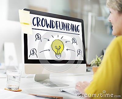 Crowdfunding Money Business Bulb Graphic Concept Stock Photo