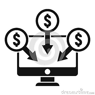 Crowdfunding online monitor icon, simple style Vector Illustration