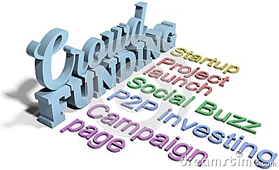 Crowdfunding startup project words Stock Photo