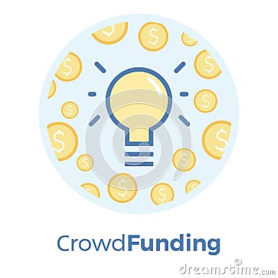 Crowdfunding vector flat illustration. Idea of sharing and donating money. Auditing tax process. EPS 10 Vector Illustration
