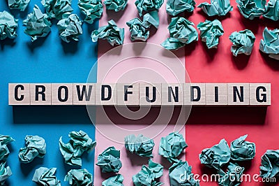 Crowdfunding word concept on cubes Stock Photo
