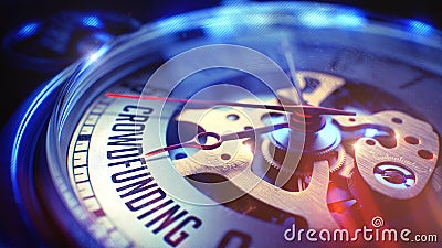 Crowdfunding - Wording on Watch. 3D Illustration. Stock Photo