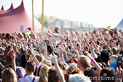 Crowds Enjoying Themselves At Outdoor Music Festival Editorial Stock Photo