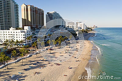 Crowds at Fort Lauderdale Beach typical Florida winters Stock Photo