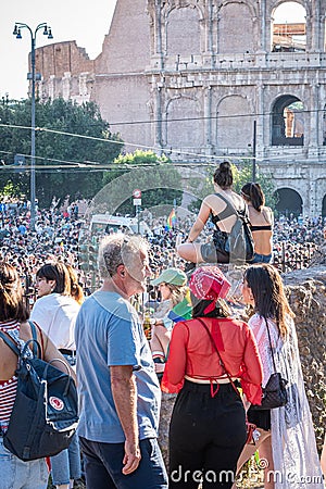Crowds Gather at The Colosseum in Rome Editorial Stock Photo