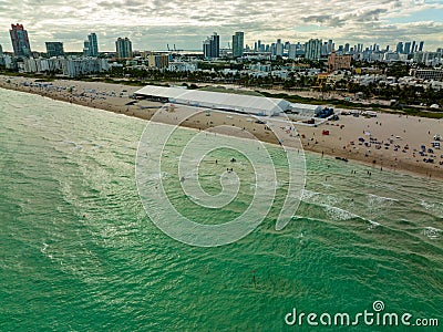 Crowds gather for Miami Beach Art Basel Editorial Stock Photo
