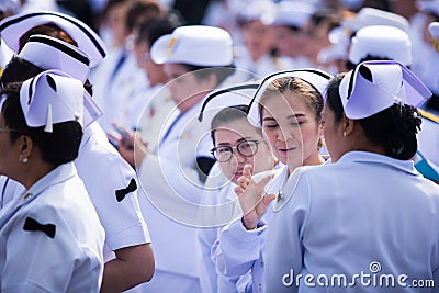 Crowds of mourners during Mourning Ceremony of King Bhimibol pass away Editorial Stock Photo