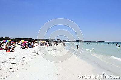 Crowds of People at Siesta Beach Editorial Stock Photo