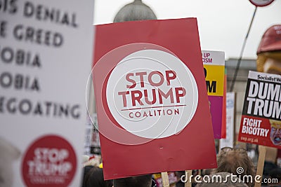 Crowds of protesters in London demonstrate against President Trump's visit Editorial Stock Photo