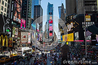 Crowds at Time Square in Manhattan Editorial Stock Photo