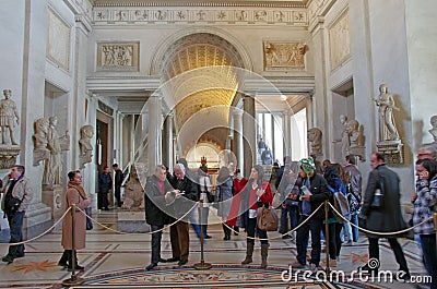 Crowds in the Vatican Museum Editorial Stock Photo