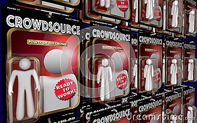 Crowdsource Action Figures Workers Virtual Workforce 3d Illustration Stock Photo