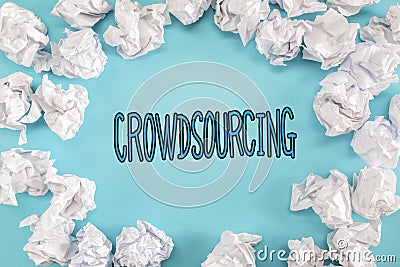 Crowdsourcing text with crumpled paper balls Stock Photo