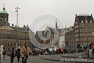 Crowdy Dam Square in Amsterdam, Netherlands Editorial Stock Photo