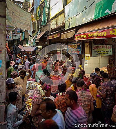 Crowdy streets of India with lots of people Editorial Stock Photo