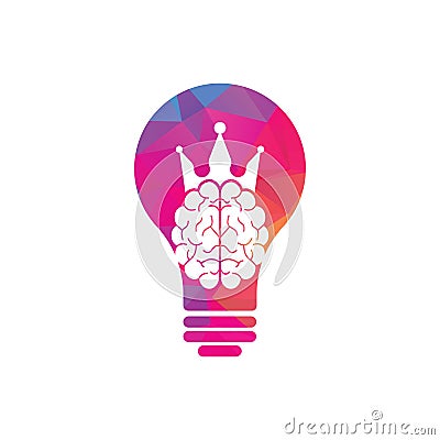 Crown brain and bulb shape logo icon design. Vector Illustration