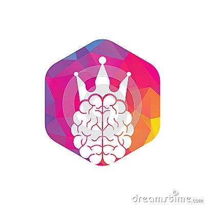 Crown brain logo icon design. Smart king vector logo Vector Illustration