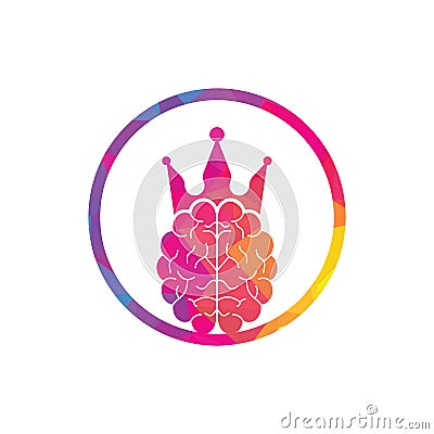 Crown brain logo icon design. Smart king vector logo Vector Illustration