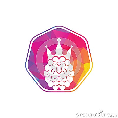 Crown brain logo icon design. Smart king vector logo Vector Illustration