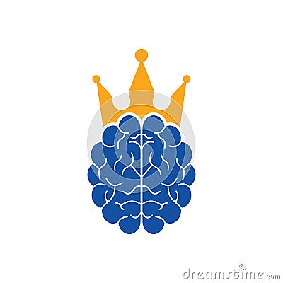 Crown brain logo icon design. Smart king vector logo Vector Illustration