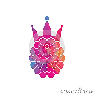 Crown brain logo icon design. Smart king vector logo Vector Illustration