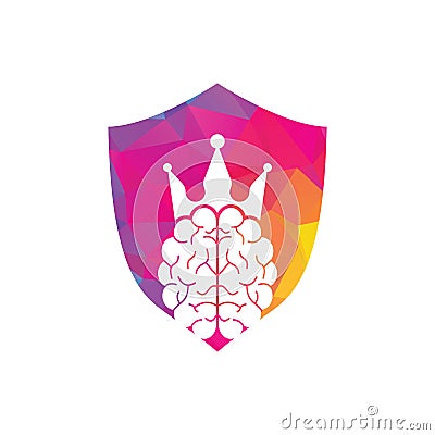 Crown brain logo icon design. Smart king vector logo Vector Illustration