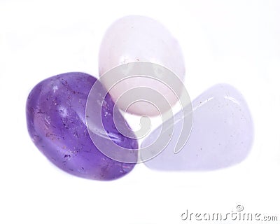 Crown chakra healing tumbled crystal set Stock Photo