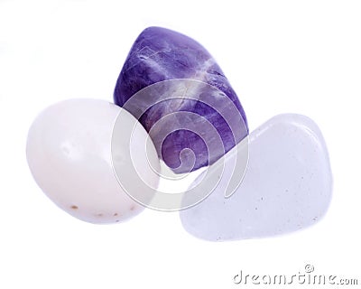 Crown chakra healing tumbled crystal set Stock Photo