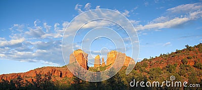 A Crown of Clouds Above Sedona`s Famous Cathedral Rock, Arizona, USA Stock Photo