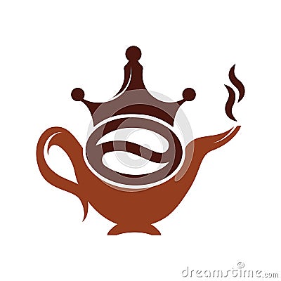 Crown Coffee pot design vector. Stock Photo