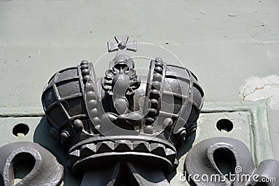 Crown decoration. Troitsky bridge in Saint-Petersburg, Russia Stock Photo