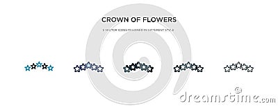 Crown of flowers icon in different style vector illustration. two colored and black crown of flowers vector icons designed in Vector Illustration