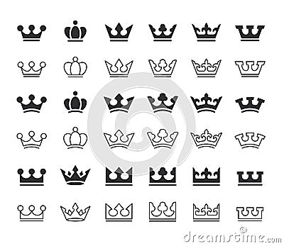 Crown icon Vector Illustrations set Vector Illustration