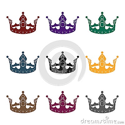 Crown icon in black style isolated on white background. Hats symbol stock vector illustration. Vector Illustration