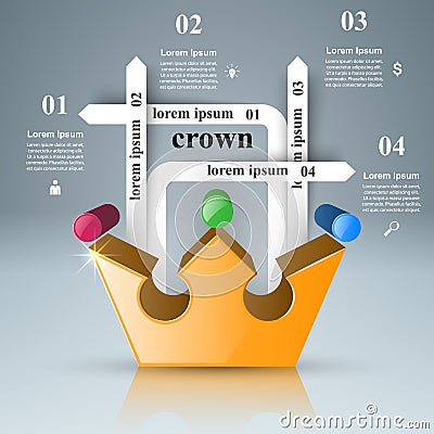 Crown icon. Business abstract Infographics. Vector Illustration