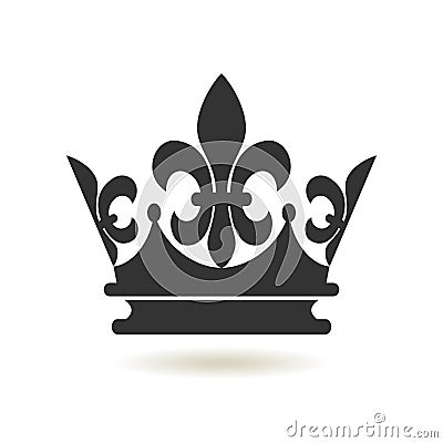 Crown Icon flat style. Monarchy authority and royal symbols. Monochrome vintage antique icons. Crown symbol for your web site desi Vector Illustration