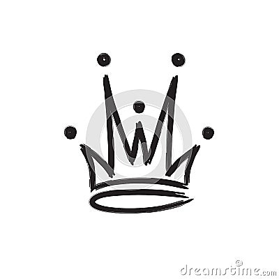 Crown icon hand drawn style Vector Illustration