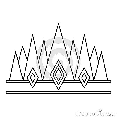 Crown icon, outline style Vector Illustration