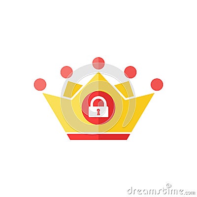 Crown icon with padlock sign. Authority icon and security, protection, privacy symbol Vector Illustration